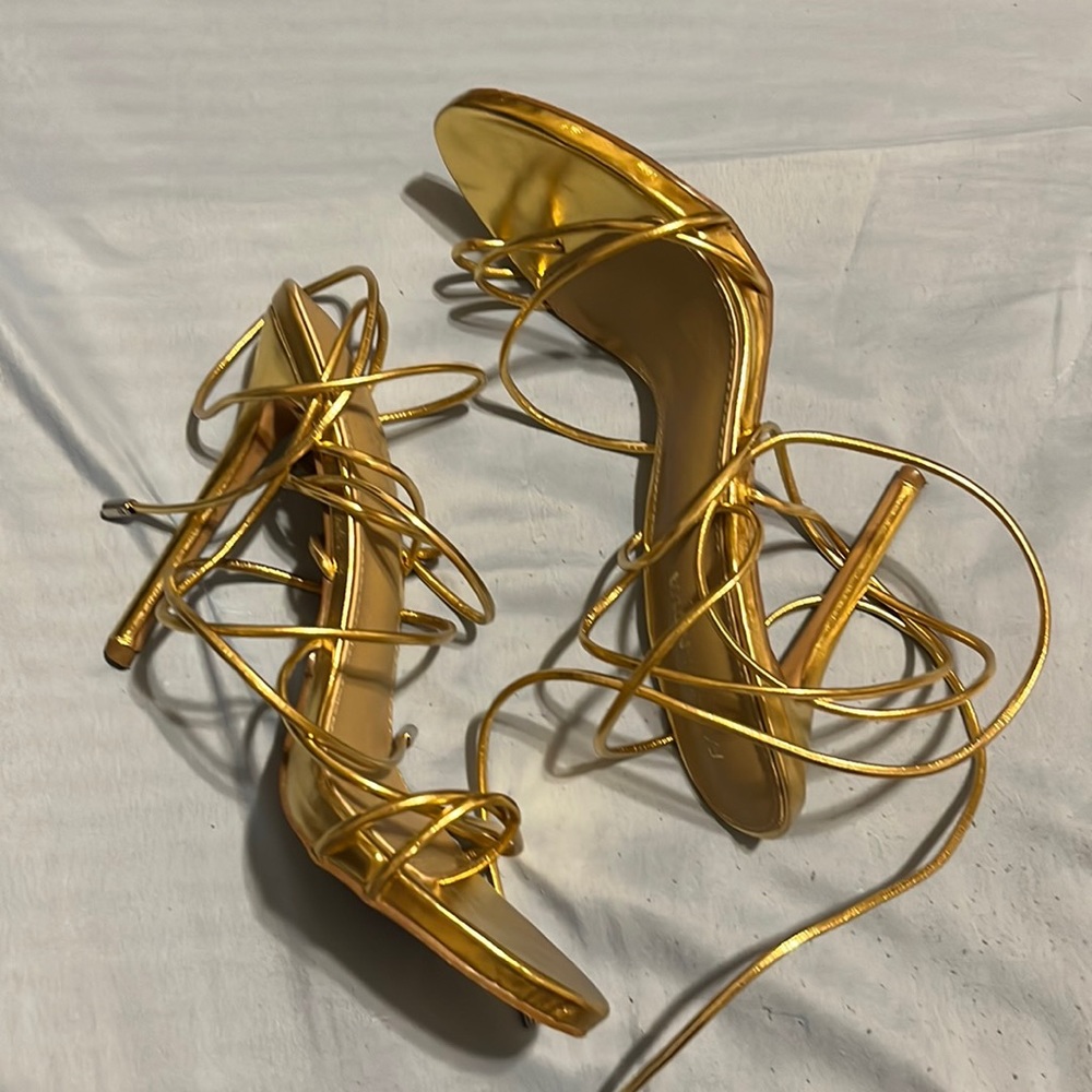 Gold Strappy Heels